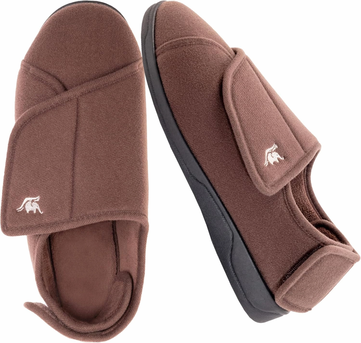 Men's Memory Foam Diabetic Slippers with Adjustable Closure, Extra Wide Comfy Warm Plush Fleece Arthritis Edema Swollen Diabetic House Shoes Machine Washable with Anti Slip Sole