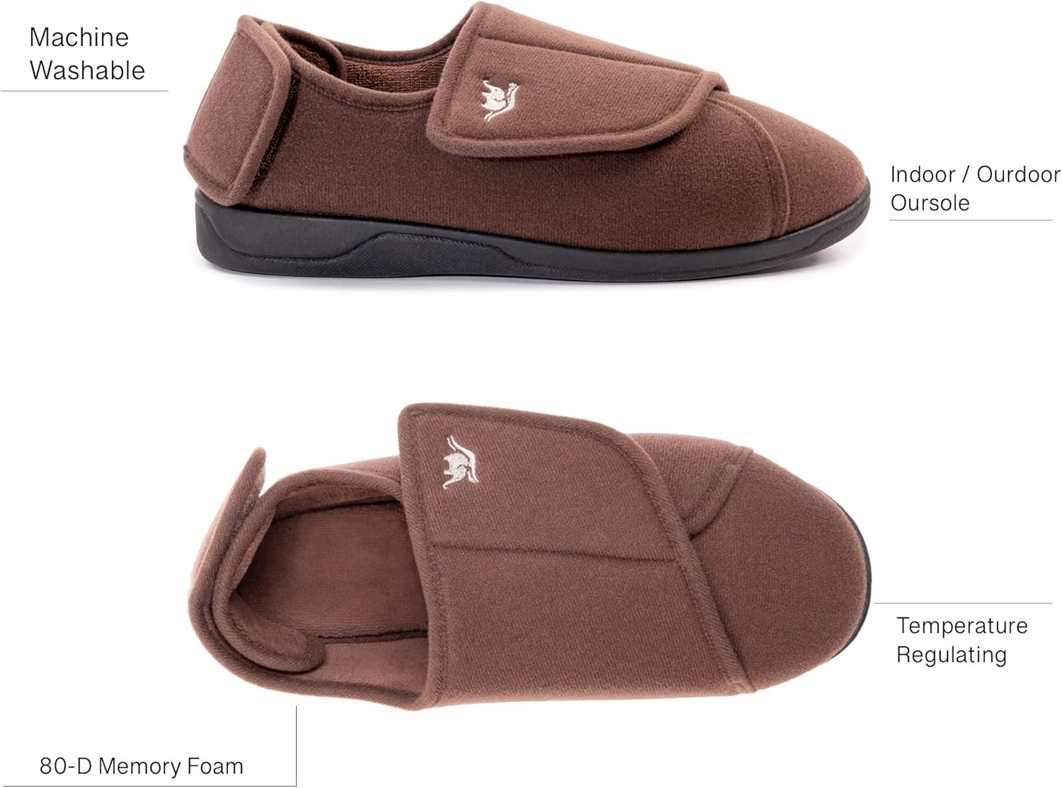 Men's Memory Foam Diabetic Slippers with Adjustable Closure, Extra Wide Comfy Warm Plush Fleece Arthritis Edema Swollen Diabetic House Shoes Machine Washable with Anti Slip Sole