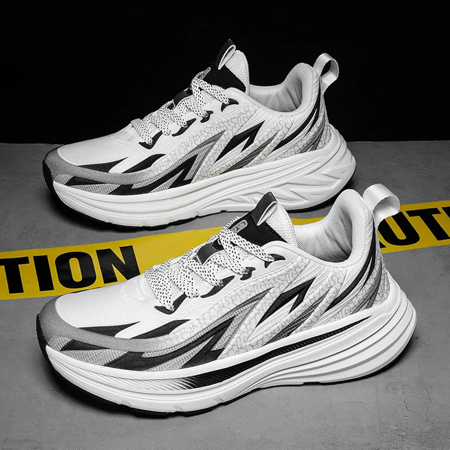 Men's High Top Lace Up Anti Slip Graffiti Basketball Shoes, Arch Support Casual Men's Breathable Running Shoes, Fitness Cushioning Training Shoes
