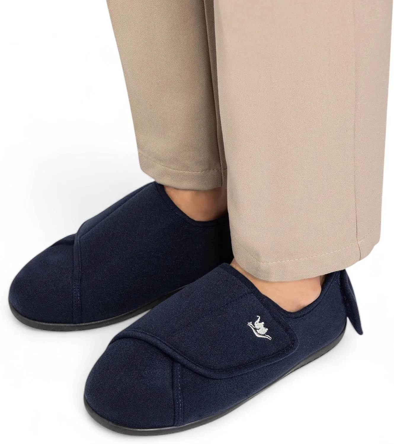 Men's Memory Foam Diabetic Slippers with Adjustable Closure, Extra Wide Comfy Warm Plush Fleece Arthritis Edema Swollen Diabetic House Shoes Machine Washable with Anti Slip Sole