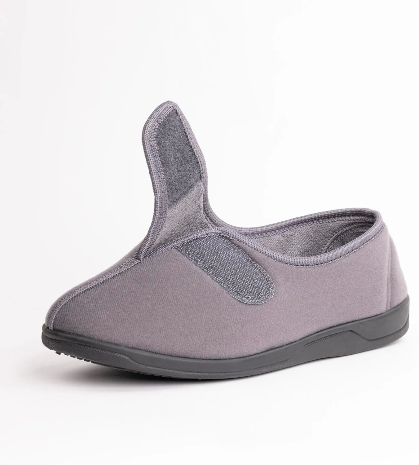 Men's Wide, Extra-Wide 80-D Memory Foam Adjustable Closure Slippers, Comfy Warm Plush Fleece Arthritis Edema Adjustable Closure House Shoes Breathable Machine Washable Indoor/Outdoor w/Anti Slip Sole
