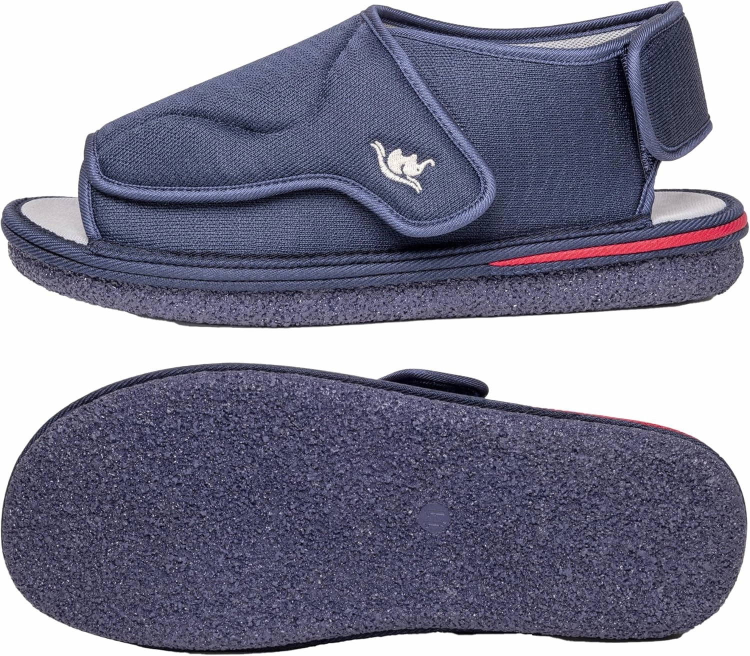 Mens Memory Foam Diabetic Slippers with Adjustable Closure, Extra Wide Comfy Warm Plush Fleece Arthritis Edema Swollen Diabetic House Shoes Machine Washable with Anti Slip Sole