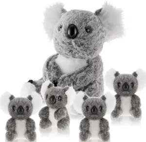 Meooeck 5 Pcs Koala Bear Stuffed Plush Animal Mum and Baby Koala Plush Toy Doll Toy Gift for Birthday Baby Shower Graduation Gift Party Decoration, 11.8 Inches and 5.5 inches
