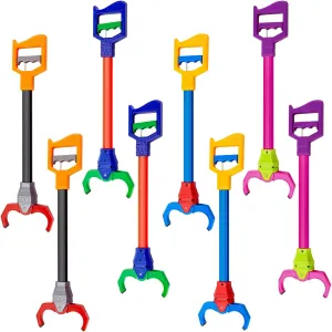 Meooeck 8 Pcs Interactive Toy Grabber Plastic Robot Hand and Claw Grabber Toy Arm Fun Early Learning and Hand Eye Coordination Play, 18 Inch