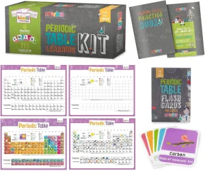 merka Toddlers Learning Kit, Learning Periodic Table, Chemistry and Science, Educational Toys Set with 4 Posters, 118 Flashcards, Practice Book with Exercises and Puzzles, Preschool Homeschool Kit