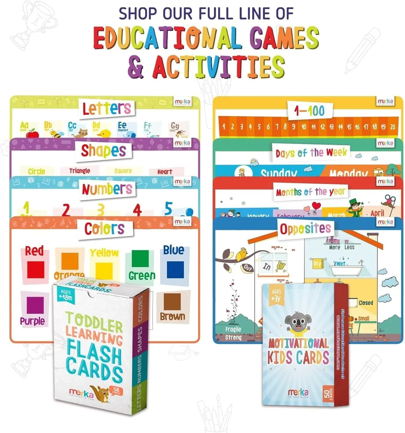 merka Toddlers Learning Kit, Learning Periodic Table, Chemistry and Science, Educational Toys Set with 4 Posters, 118 Flashcards, Practice Book with Exercises and Puzzles, Preschool Homeschool Kit