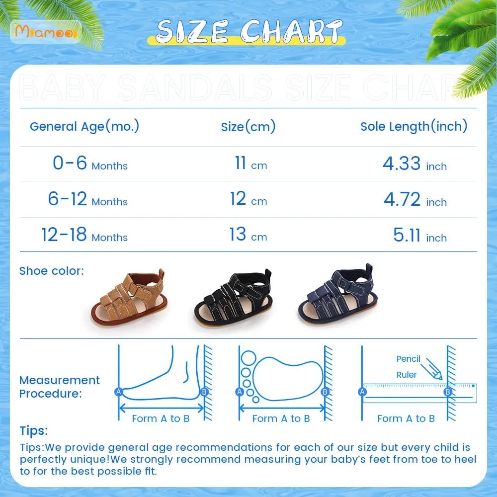Miamooi Infant Baby Boys Girls Summer Beach Sandals Non Slip Soft Rubber Sole Toddler Outdoor Closed-Toe First Walker Shoes