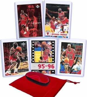 Michael Jordan MJ (5) Assorted Basketball Cards Bundle - Chicago Bulls Trading Cards - MVP # 23