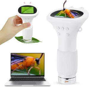 Microscope for Kids, Pocket Microscope with 2'' Inch Screen - 200x Zoom Mini Handheld Microscope Camera, Christmas Birthday Gifts for Age 3 4 5 6 7 8 9 10 11 12 Girls Boys