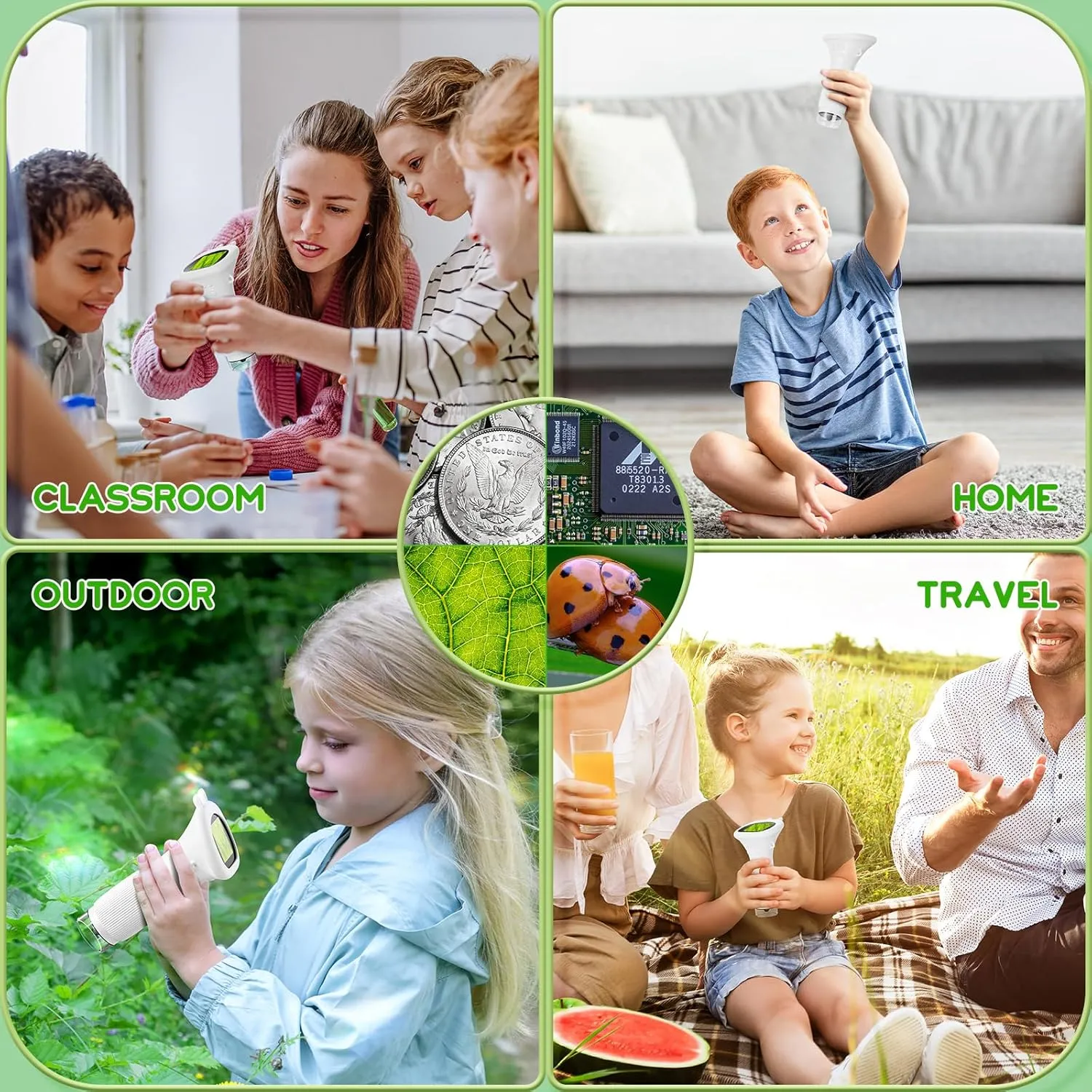 Microscope for Kids, Pocket Microscope with 2'' Inch Screen - 200x Zoom Mini Handheld Microscope Camera, Christmas Birthday Gifts for Age 3 4 5 6 7 8 9 10 11 12 Girls Boys