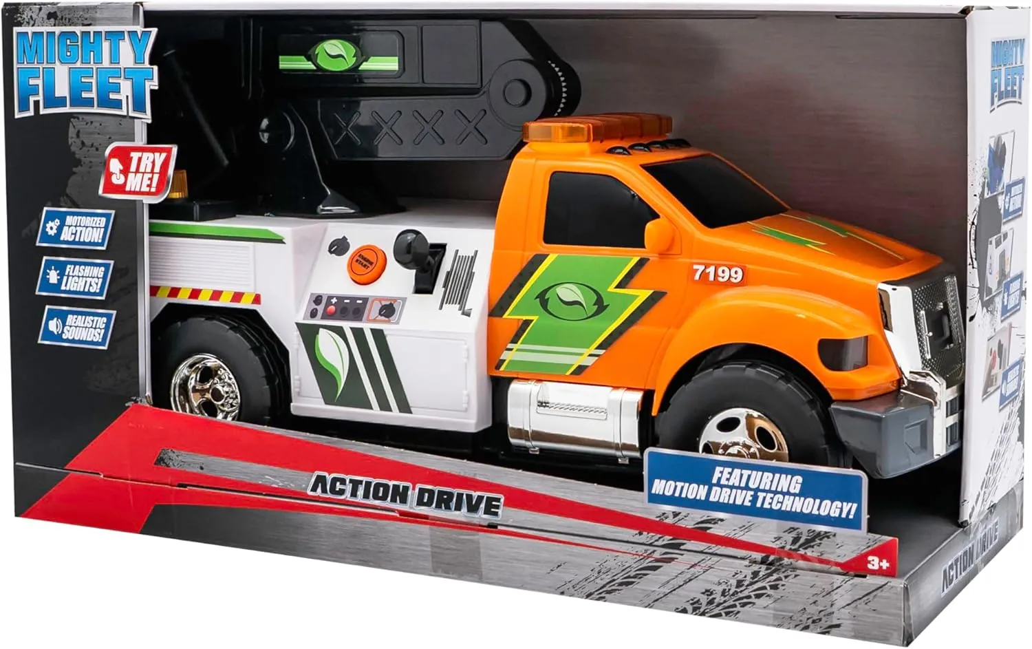 Mighty Fleet Action Drive 16" Interactive Cherry Picker Toy w/Lights & Sounds, Motion Drive Action, Realistic Design & Batteries Included - Age 3 
