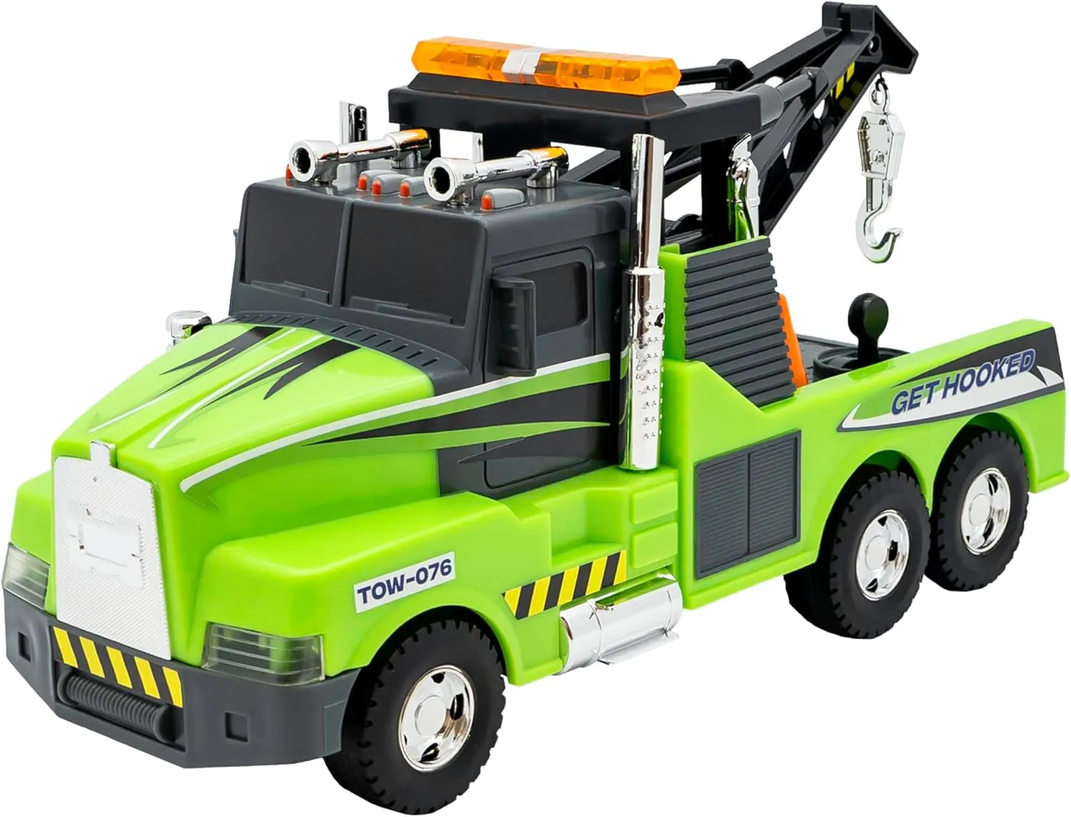 Mighty Fleet Action Drive 16" Interactive Tow Truck Toy w/Lights & Sounds, Motorized Winch, Motion Drive Action, Realistic Design & Batteries Included - Age 3 