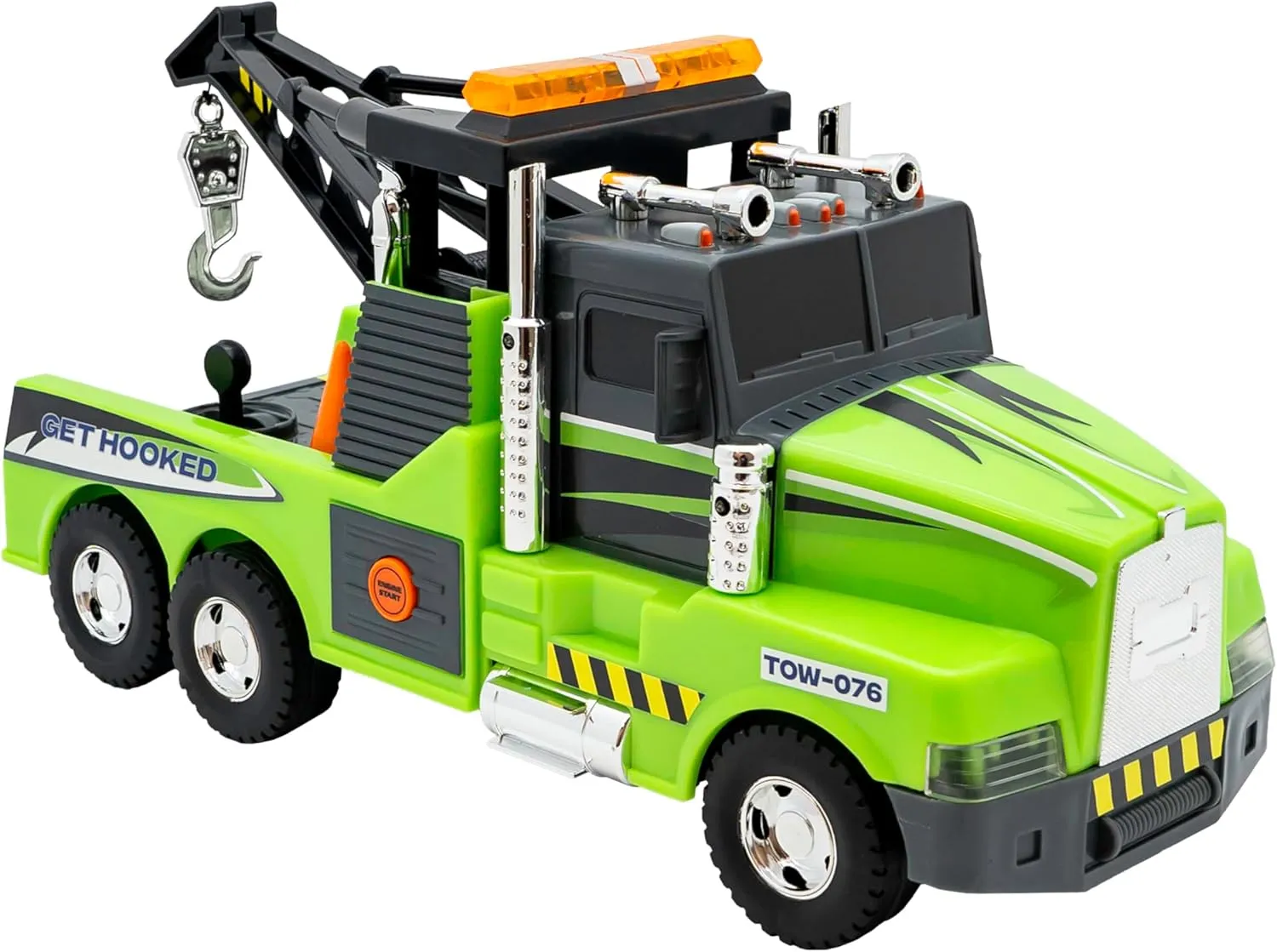 Mighty Fleet Action Drive 16" Interactive Tow Truck Toy w/Lights & Sounds, Motorized Winch, Motion Drive Action, Realistic Design & Batteries Included - Age 3 