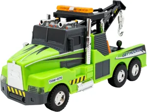 Mighty Fleet Action Drive 16" Interactive Tow Truck Toy w/Lights & Sounds, Motorized Winch, Motion Drive Action, Realistic Design & Batteries Included - Age 3 