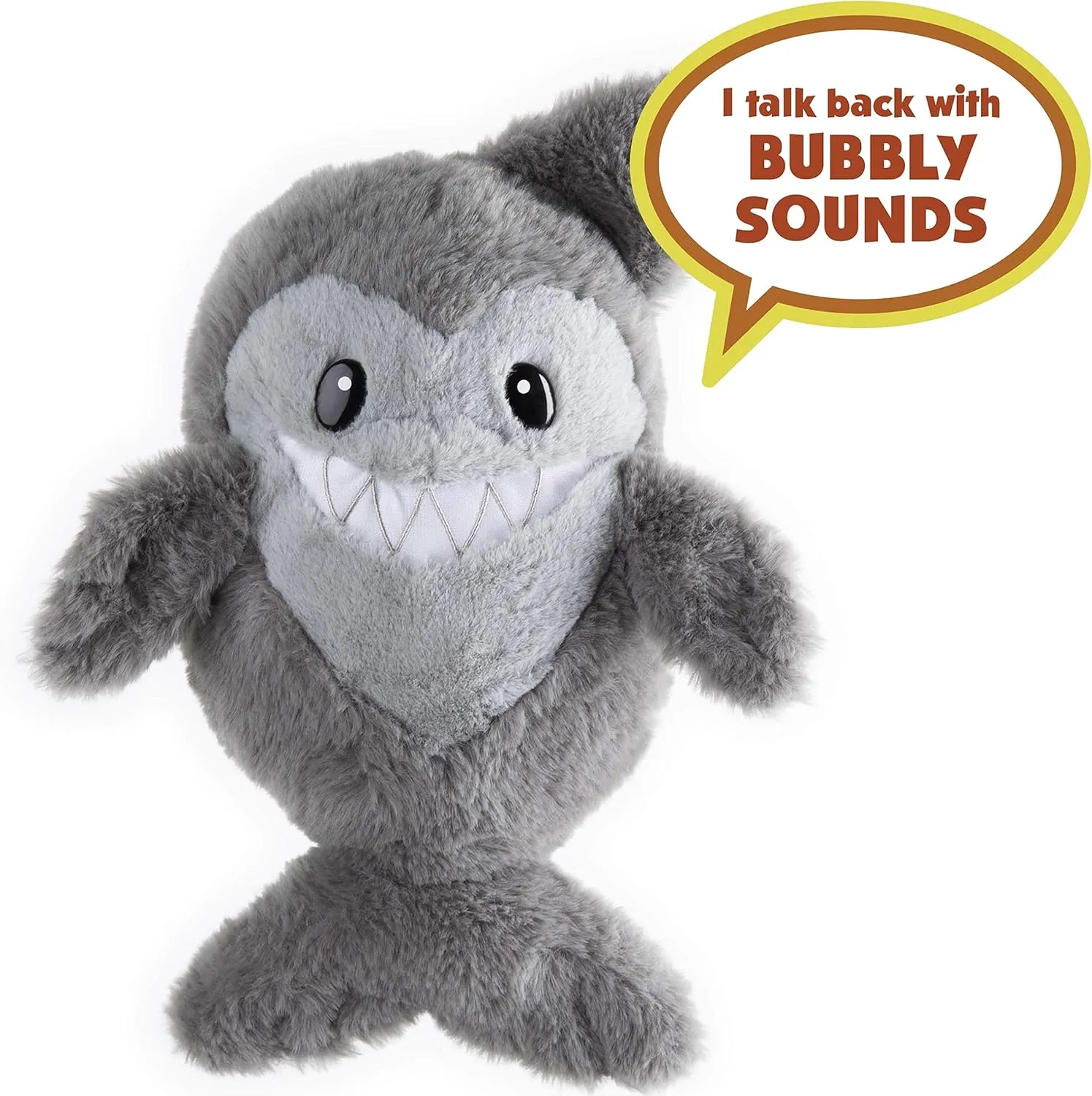 Mighty Mojo Talk Back Plush - Repeats What You Say Super Fast, Mimicry Electronic Record, Talk Back Toy for Kids, Perfect Early Learning Gift (Shark)