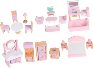 Milisten Complete Mini House Furniture Set DIY Dollhouse Kit Doll House Accessories Bright Design Boys and Girls-Friendly Decor