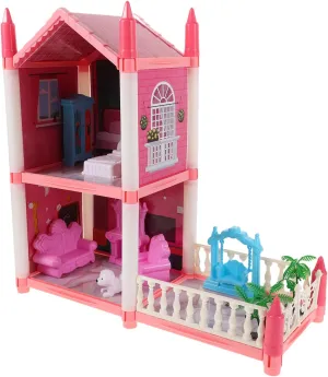 Milisten Dollhouse Kits for Girls DIY Princess Castle Boys and Girls Playhouse Dollhouse Furniture Set Portable Toy House