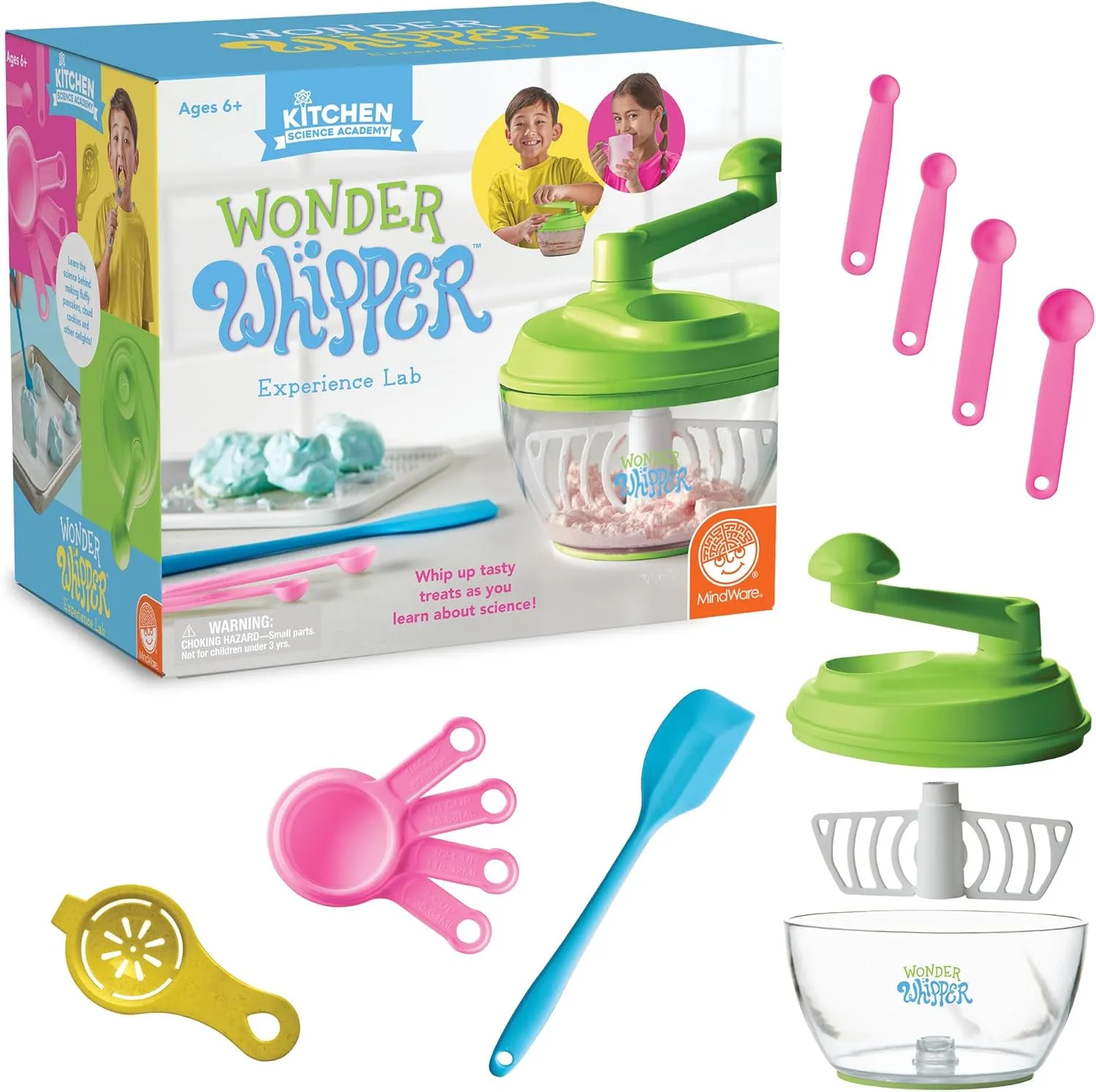 MindWare Kitchen Science Academy Wonder Whipper - Fun and Educational Cooking Set for Kids Ages 6 & Up - Crank Mixer and Kid-Friendly Kitchen Tools - Hands-On Learning Experience