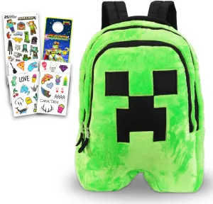 Minecraft Creeper Plushie Set - Bundle with 18" Minecraft Creeper Plush Doll with Carrying Straps Plus Stickers, Tattoos, and More | Minecraft Gifts for Boys