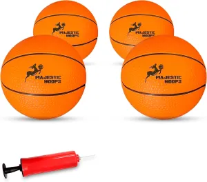Mini Basketball Balls - 4 Pack of 5” Mini Basketballs with Pump - Replacement Balls for Over-The-Door Hoops - Ideal for Indoor Play for Toddlers, Teens, Adults
