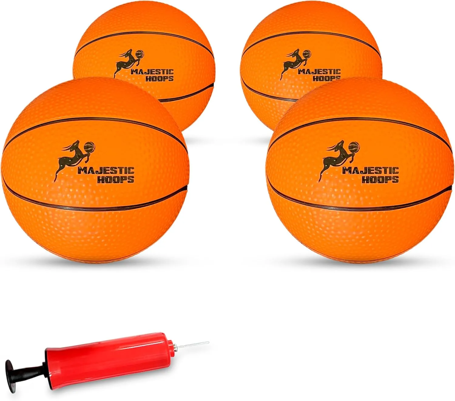 Mini Basketball Balls - 4 Pack of 5” Mini Basketballs with Pump - Replacement Balls for Over-The-Door Hoops - Ideal for Indoor Play for Toddlers, Teens, Adults