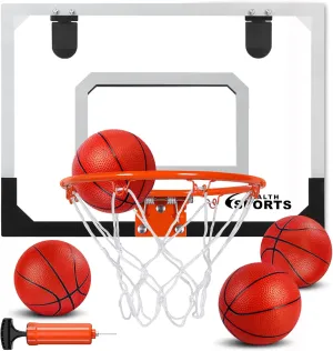 Mini Basketball Hoop Indoor with Scorer and Batteries, Indoor Basketball Hoop Over The Door with Colorful LED Lighting, Toy Basketball Set for Boys Girls Age 3 4 5 6 7 8