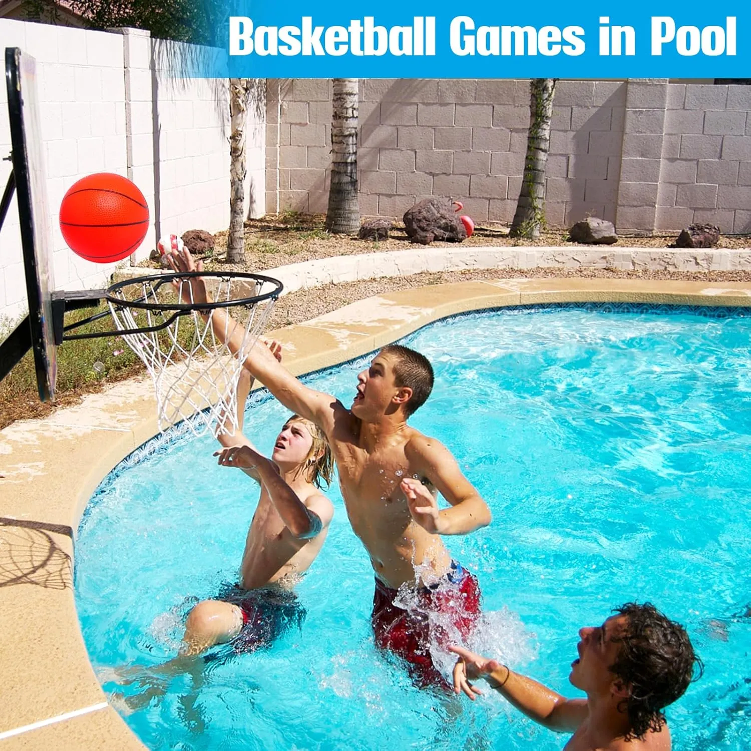 Mini Basketball Replacement 8.5 Inch Pool Basketballs Ball Hoop Indoor Outdoor Toy, Fits All Standard Swimming Pool Basketball Hoop Pool Game Toy Water Games