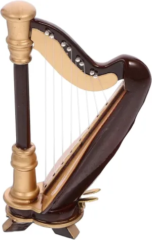 Mini Harp Model Wooden Harp Musical Instrument with Present Box Decorative Figurine for Dollhouse Unique Table Ornament for Collectors and Present Giving