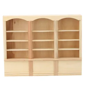 Mini Miniature Library Dollhouse Decoration Cabinet, Dollhouse Furniture, for Study Room for Living Room(Wood Color (Triple Bookcase))