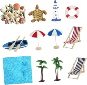 Miniature Beach Decor Fairy Garden Beach Ornament Set Dollhouse Simulation Shell