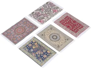 Miniature Carpet, 5PCS 1/12 Vintage Dollhouse Rug, Floral Print Exquisite Woven Carpet Miniature Floor Blanket, Doll House Furniture and Accessories Set 16 * 9.7cm