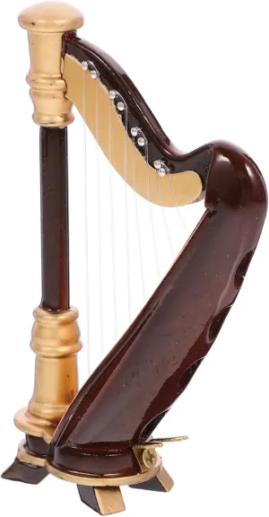 Miniature Wooden Harp Model Harp Instrument with Storage Box for Dollhouses Fairy Gardens and Miniature Decorations for Music Lovers