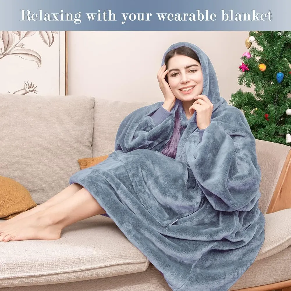 Miss Mila Wearable Blanket Hoodie,Extra Long & Warm Suggies for Women Men Adult with Sleeves and Giant Pocket