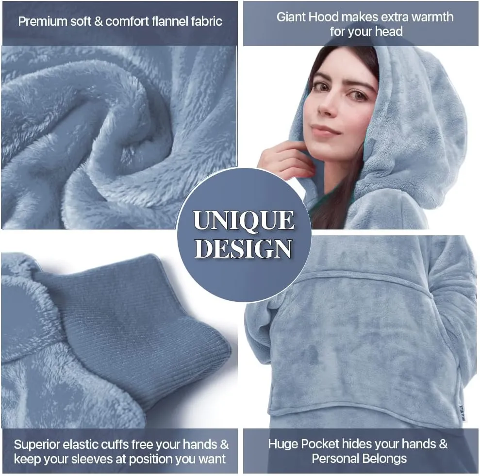 Miss Mila Wearable Blanket Hoodie,Extra Long & Warm Suggies for Women Men Adult with Sleeves and Giant Pocket