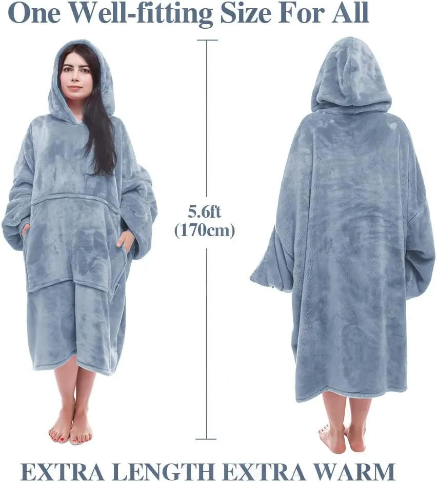 Miss Mila Wearable Blanket Hoodie,Extra Long & Warm Suggies for Women Men Adult with Sleeves and Giant Pocket