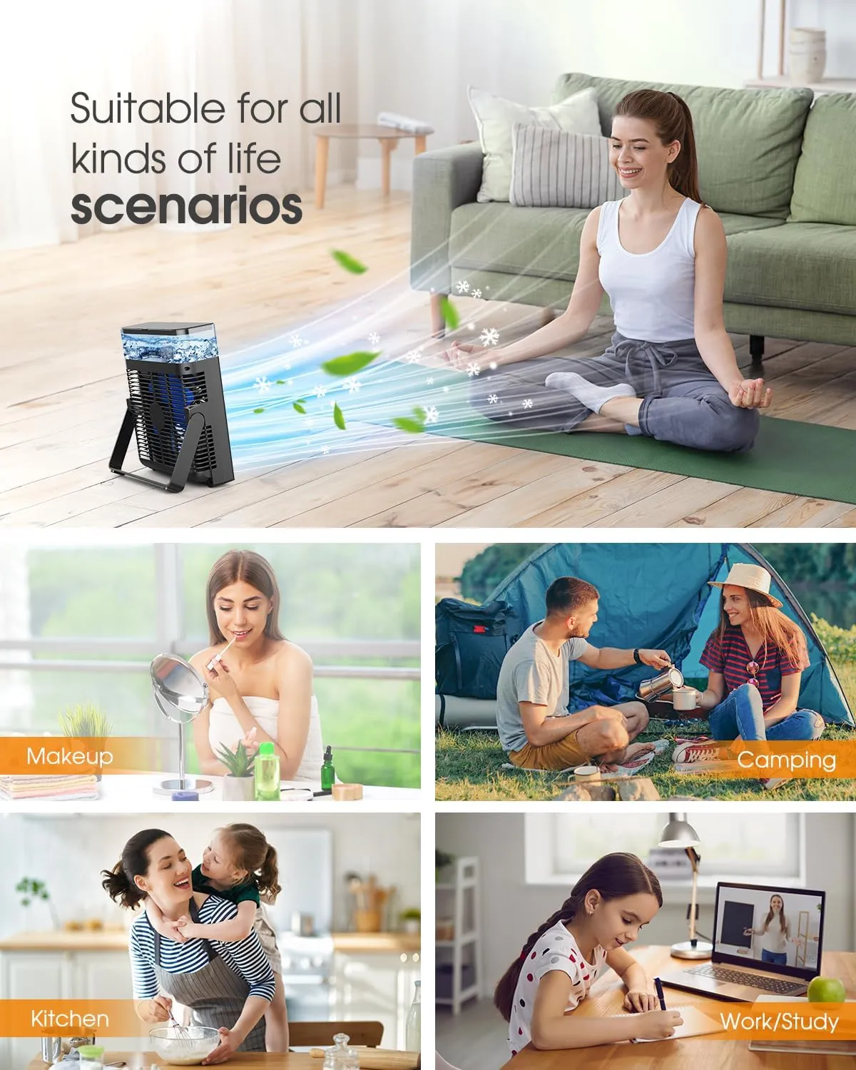 Misting Fan Portable, 8000mAh 8-Inch Rechargeable Battery Operated Fan with 600mL Water Tank, Cooling Desk Misting Fans for Outside, Perfect Quite Mist Water Spray Fans for Home Office Camping Patio