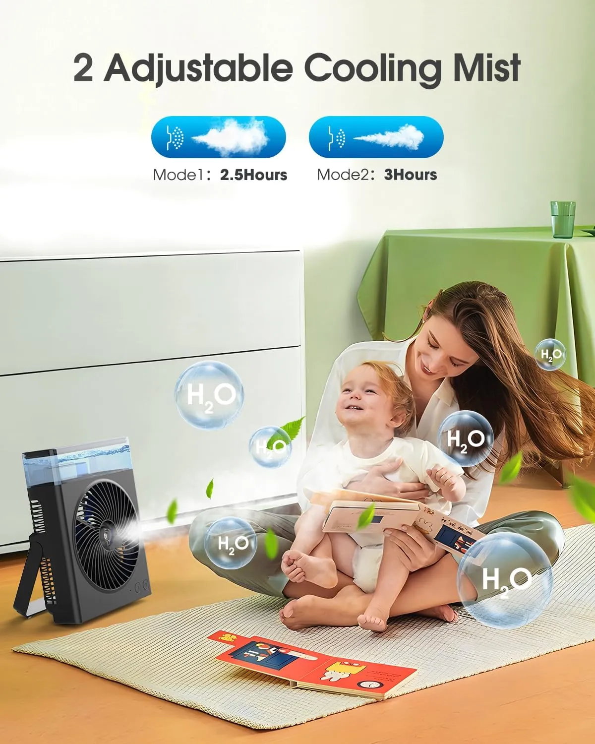 Misting Fan Portable, 8000mAh 8-Inch Rechargeable Battery Operated Fan with 600mL Water Tank, Cooling Desk Misting Fans for Outside, Perfect Quite Mist Water Spray Fans for Home Office Camping Patio
