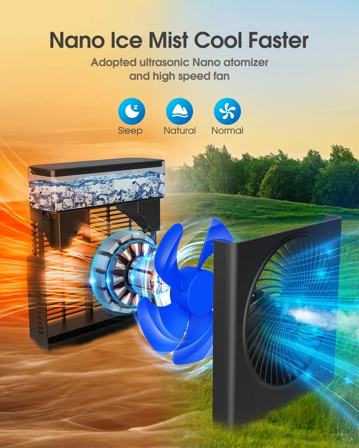 Misting Fan Portable, 8000mAh 8-Inch Rechargeable Battery Operated Fan with 600mL Water Tank, Cooling Desk Misting Fans for Outside, Perfect Quite Mist Water Spray Fans for Home Office Camping Patio