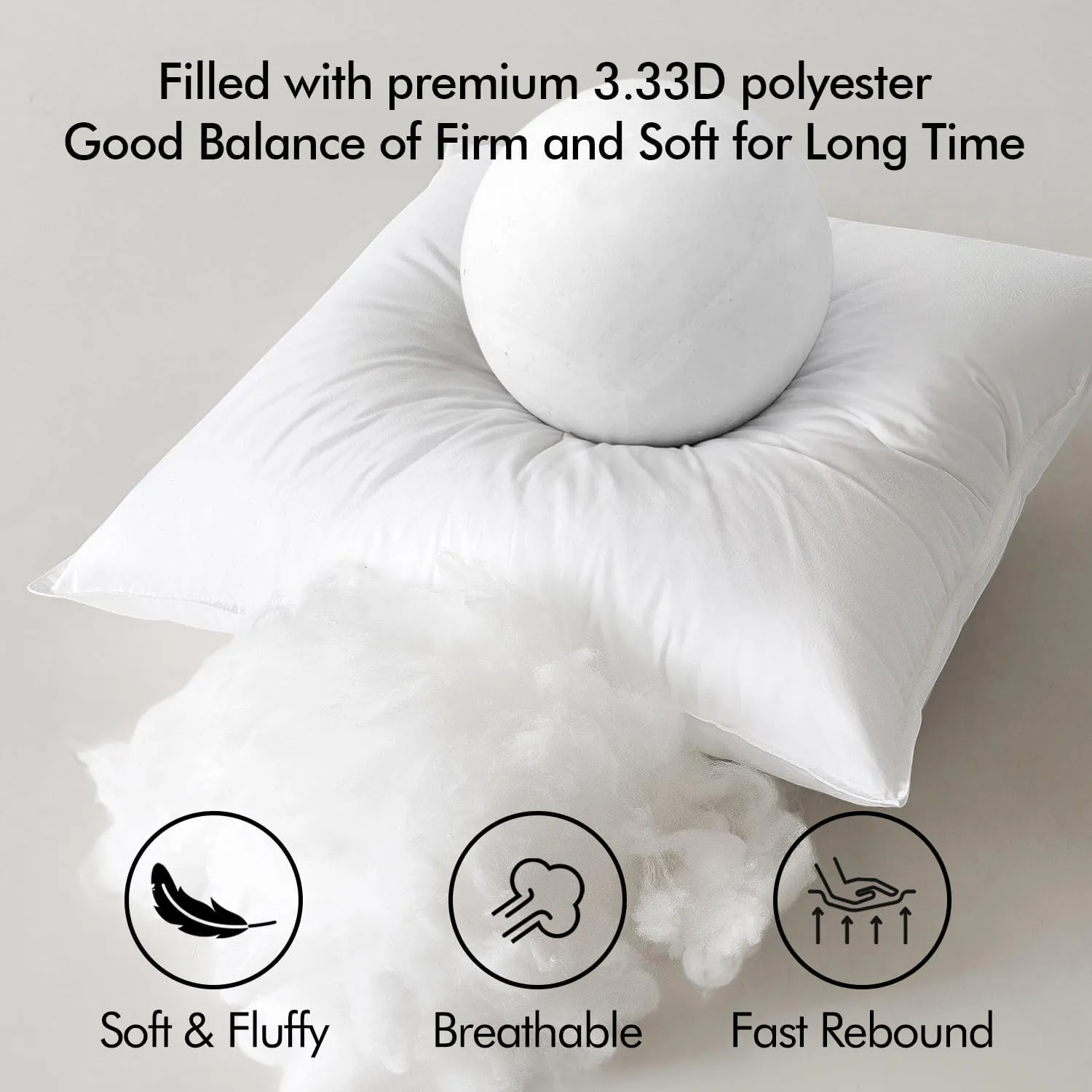 MIULEE 20x20 Throw Pillow Inserts,Set of 2 Decorative Pillow Inserts with Soft Cotton Cover,Fluffy and Cozy Indoor Square Sofa Couch Pillow Inserts White
