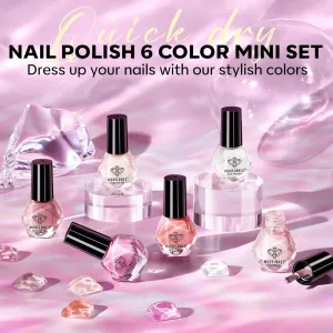 modelones Nail Polish Set 6 Colors, Jelly Milky White Blush Pink Sheer Nude Mini Nail Lacquer Kit with Nail Polish Remover Pads