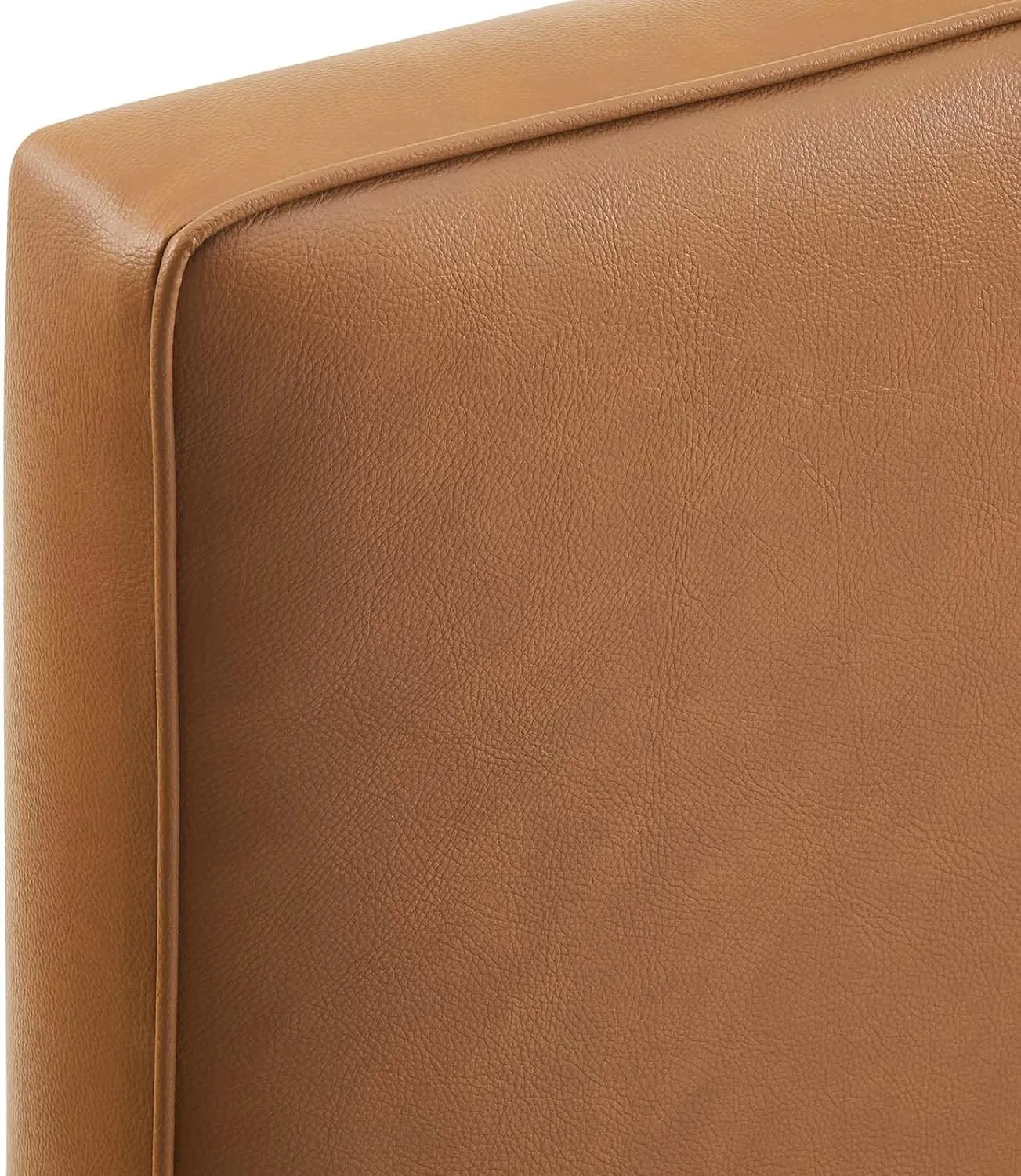 Modway Lindee Full Size Upholstered Headboard with Tan Vegan Leather - Modern Faux Leather Full Headboard with Height-Adjustable Mounting Positions - Padded Pillow Style