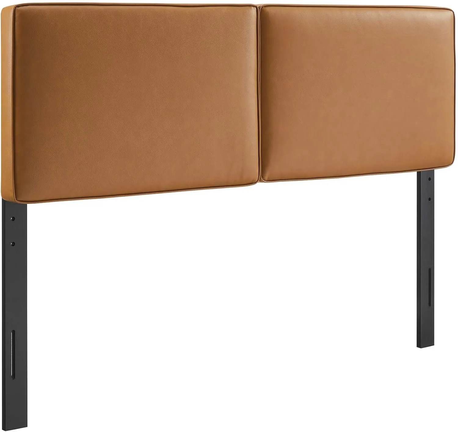 Modway Lindee Full Size Upholstered Headboard with Tan Vegan Leather - Modern Faux Leather Full Headboard with Height-Adjustable Mounting Positions - Padded Pillow Style
