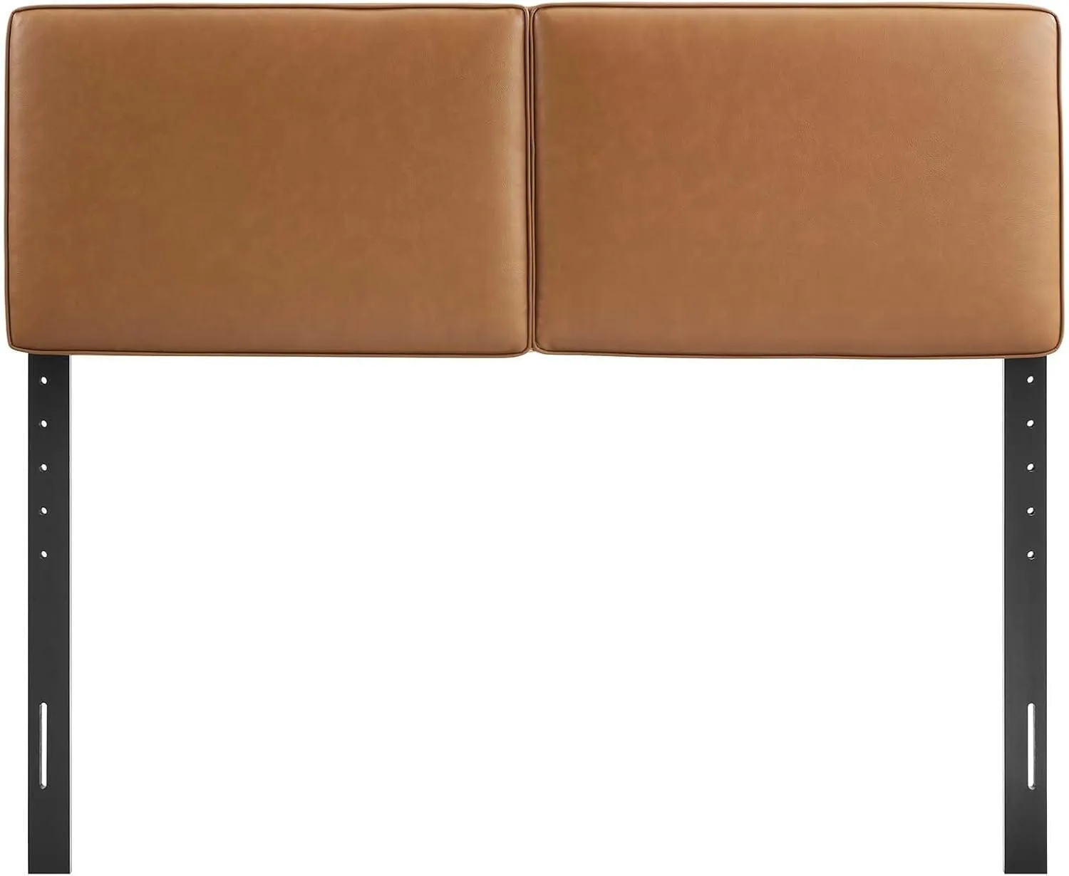 Modway Lindee Full Size Upholstered Headboard with Tan Vegan Leather - Modern Faux Leather Full Headboard with Height-Adjustable Mounting Positions - Padded Pillow Style