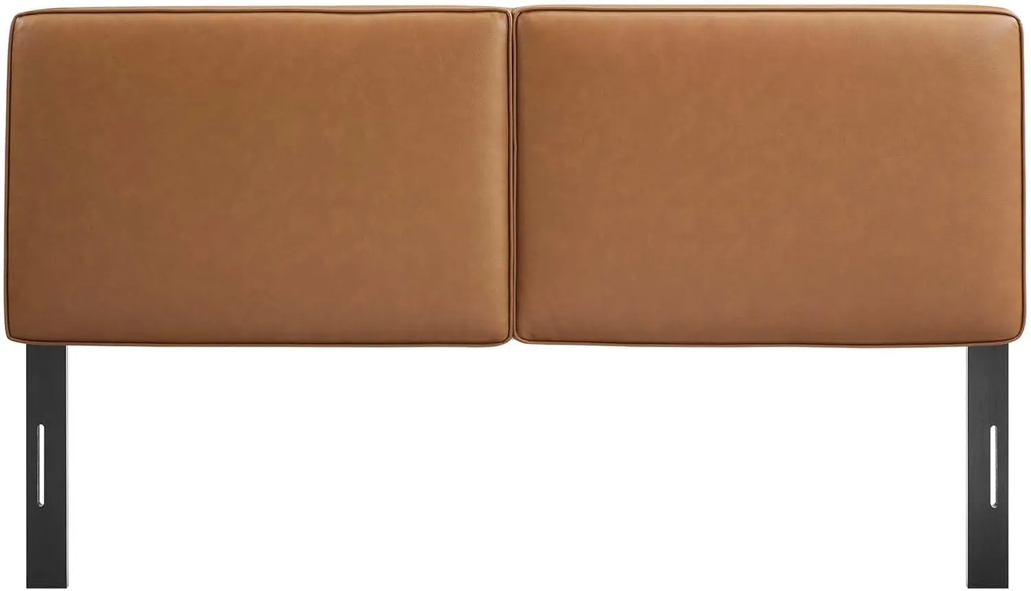 Modway Lindee Full Size Upholstered Headboard with Tan Vegan Leather - Modern Faux Leather Full Headboard with Height-Adjustable Mounting Positions - Padded Pillow Style