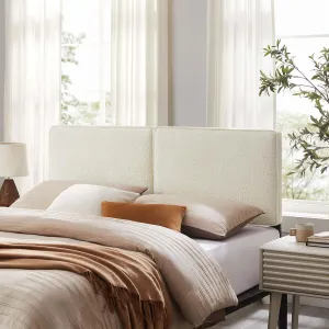 Modway Lindee Full Size Upholstered Headboard with Tan Vegan Leather - Modern Faux Leather Full Headboard with Height-Adjustable Mounting Positions - Padded Pillow Style