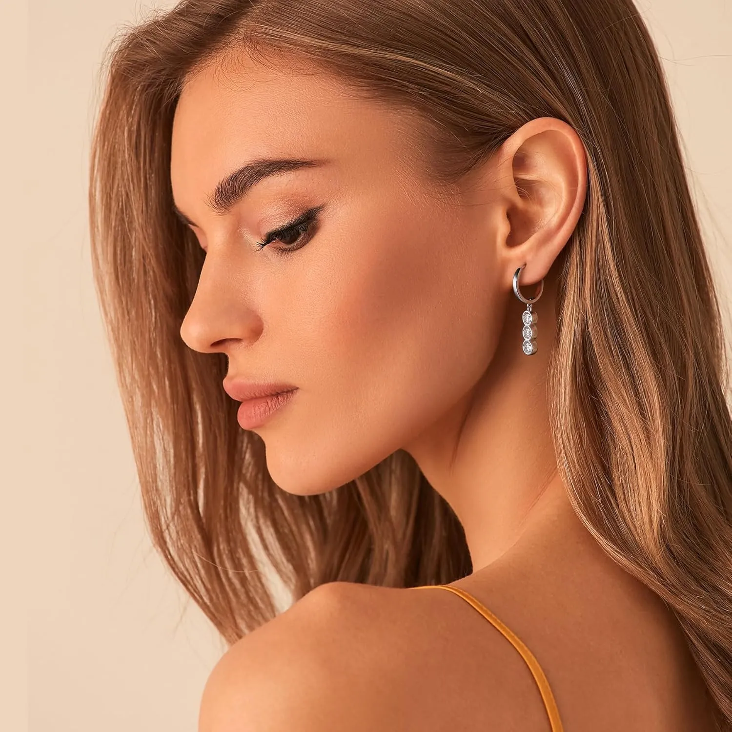 Moissanite Hoop Earrings for Women Moissanite Drop Dangle Earrings Bubbles D Color VVS1 Clarity 18K White Gold Plated 925 Sterling Silver Round Cut