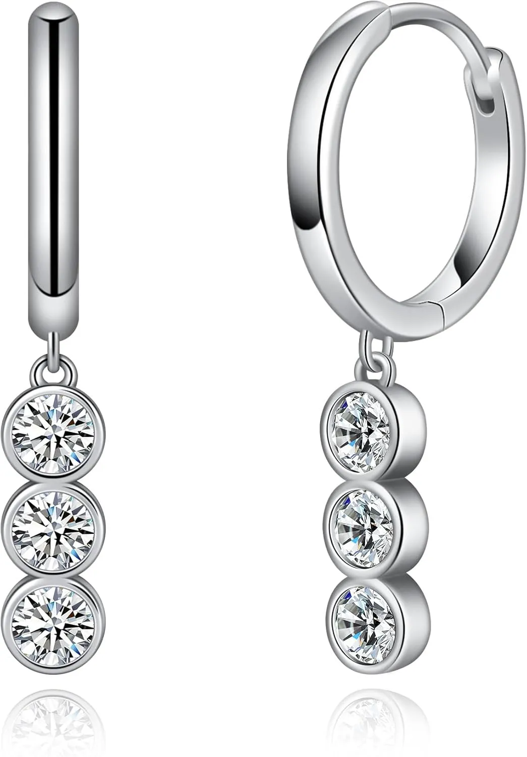 Moissanite Hoop Earrings for Women Moissanite Drop Dangle Earrings Bubbles D Color VVS1 Clarity 18K White Gold Plated 925 Sterling Silver Round Cut