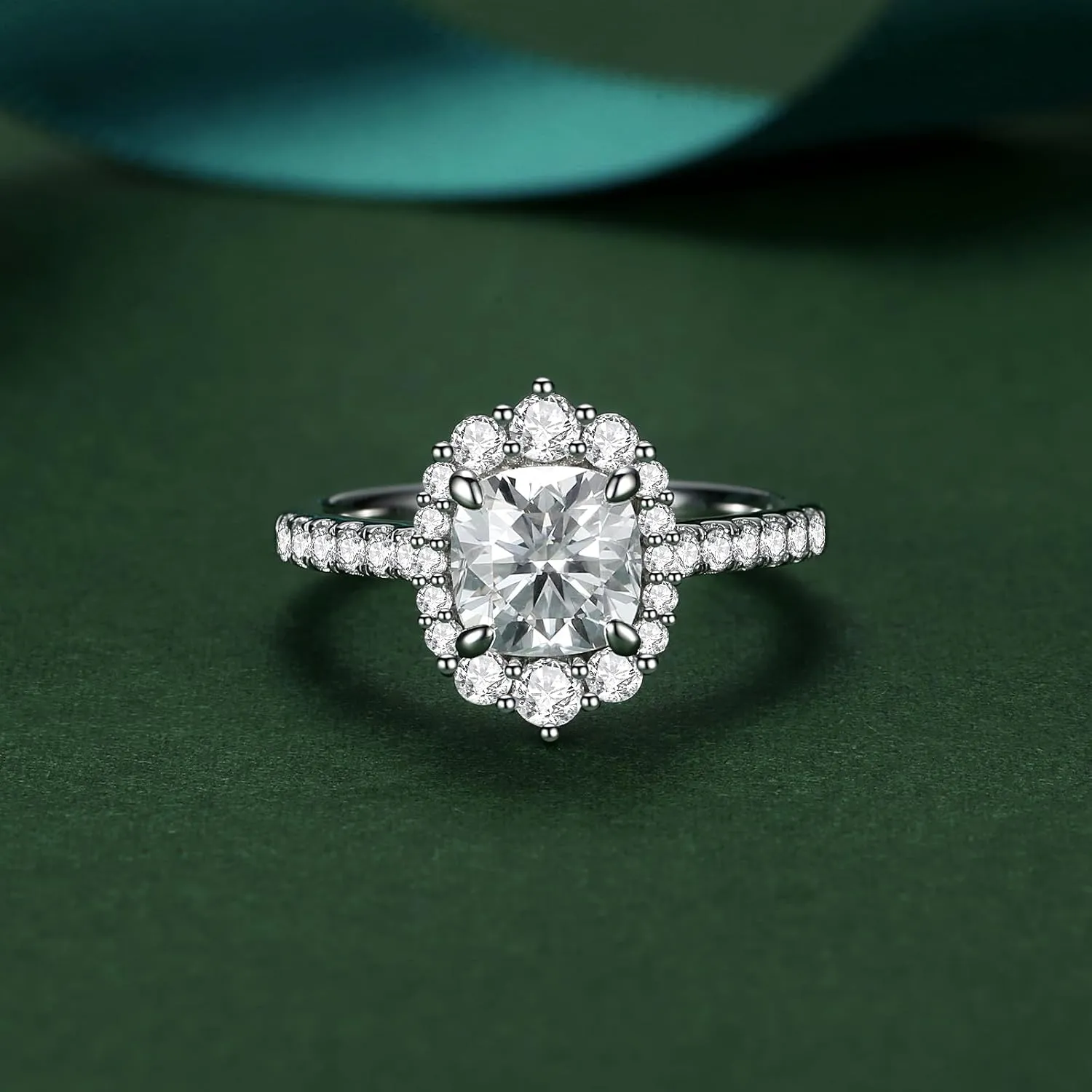 Moissanite Rings for Women Engagement Ring 925 Sterling Silver with 18K White Gold Plated Wedding Promise Rings for Her Christmas Gift