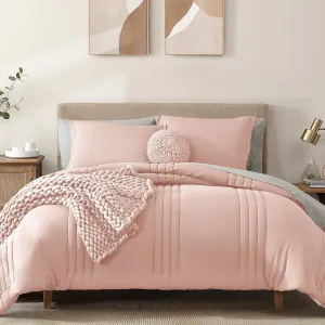 Monbix King Size Comforter Set - 7 Pieces Light Pink Bed in a Bag King Bedding Sets with Comforters, All Seasons Down Alternative Comforter Bed Set with Sheets, Pillowcases & Shams (102"x90")