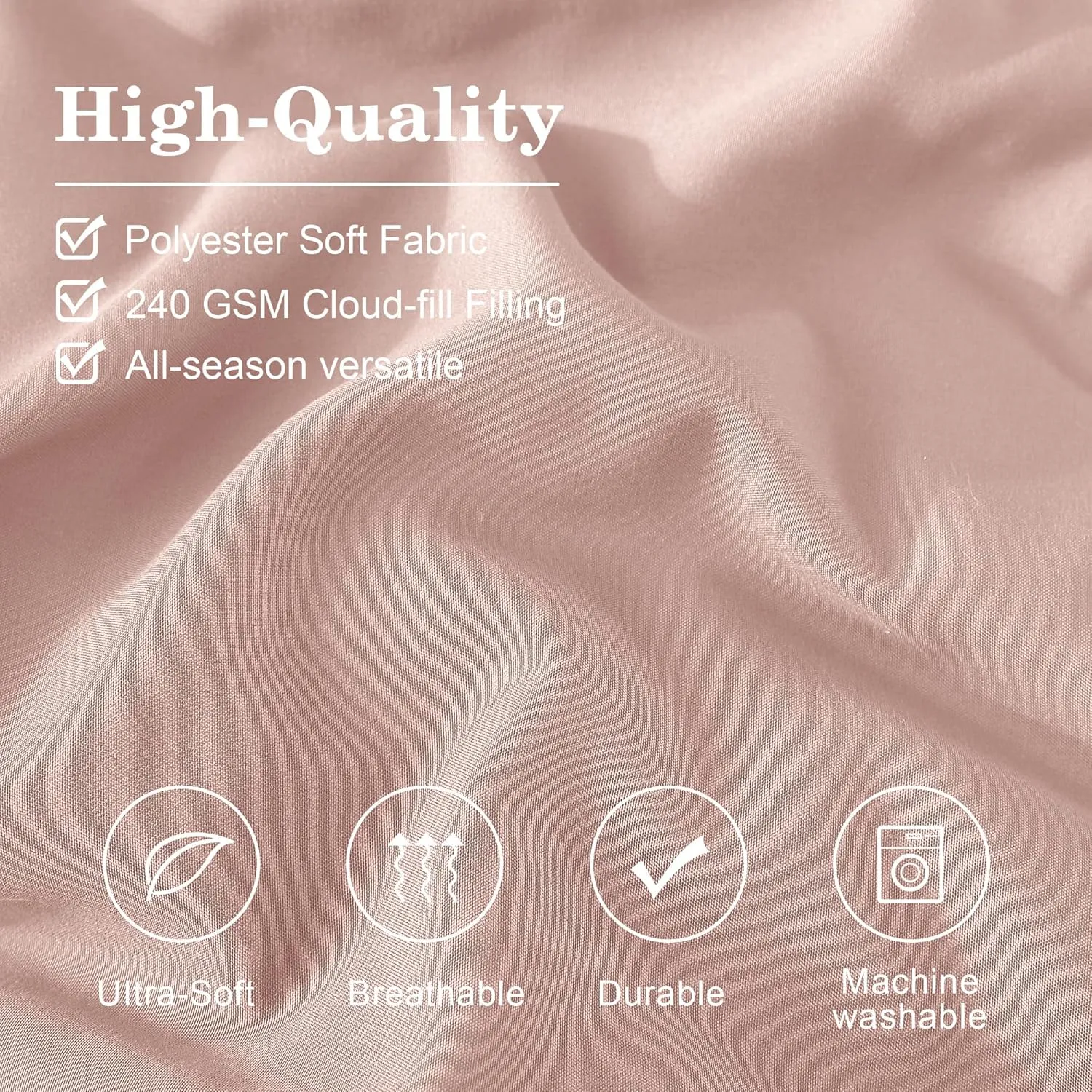 Monbix King Size Comforter Set - 7 Pieces Light Pink Bed in a Bag King Bedding Sets with Comforters, All Seasons Down Alternative Comforter Bed Set with Sheets, Pillowcases & Shams (102"x90")